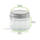 Round reusable jar glass with aluminium cap 5.7oz D:2.75in W:2.87in H:2.44in - 80 pcs Round reusable jar glass with aluminium cap 5.7oz D:2.75in W:2.87in H:2.44in - 80 pcs